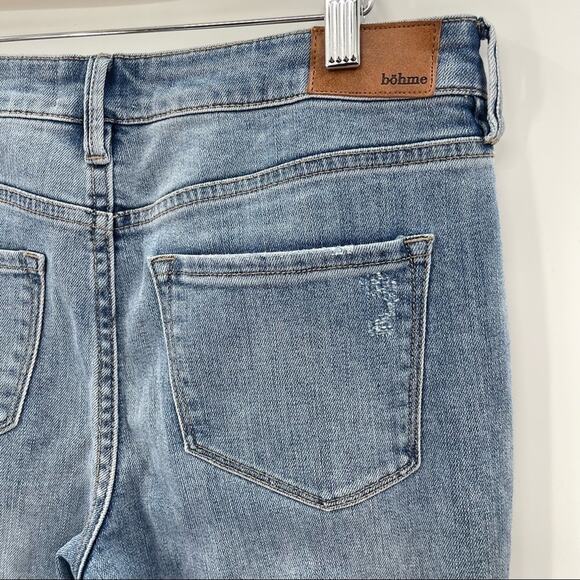 Bohme Premium Denim High Waisted Light Wash Straight Leg Distressed Jean Size 29 - Picture 9 of 9